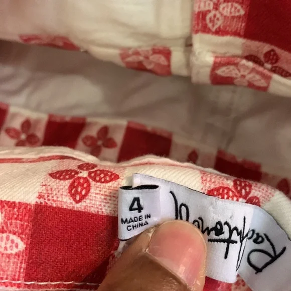 Rachel Antonoff Daisy Gingham Romper Red White Size 4 Picnic Checkered Vacation - Picture 12 of 16